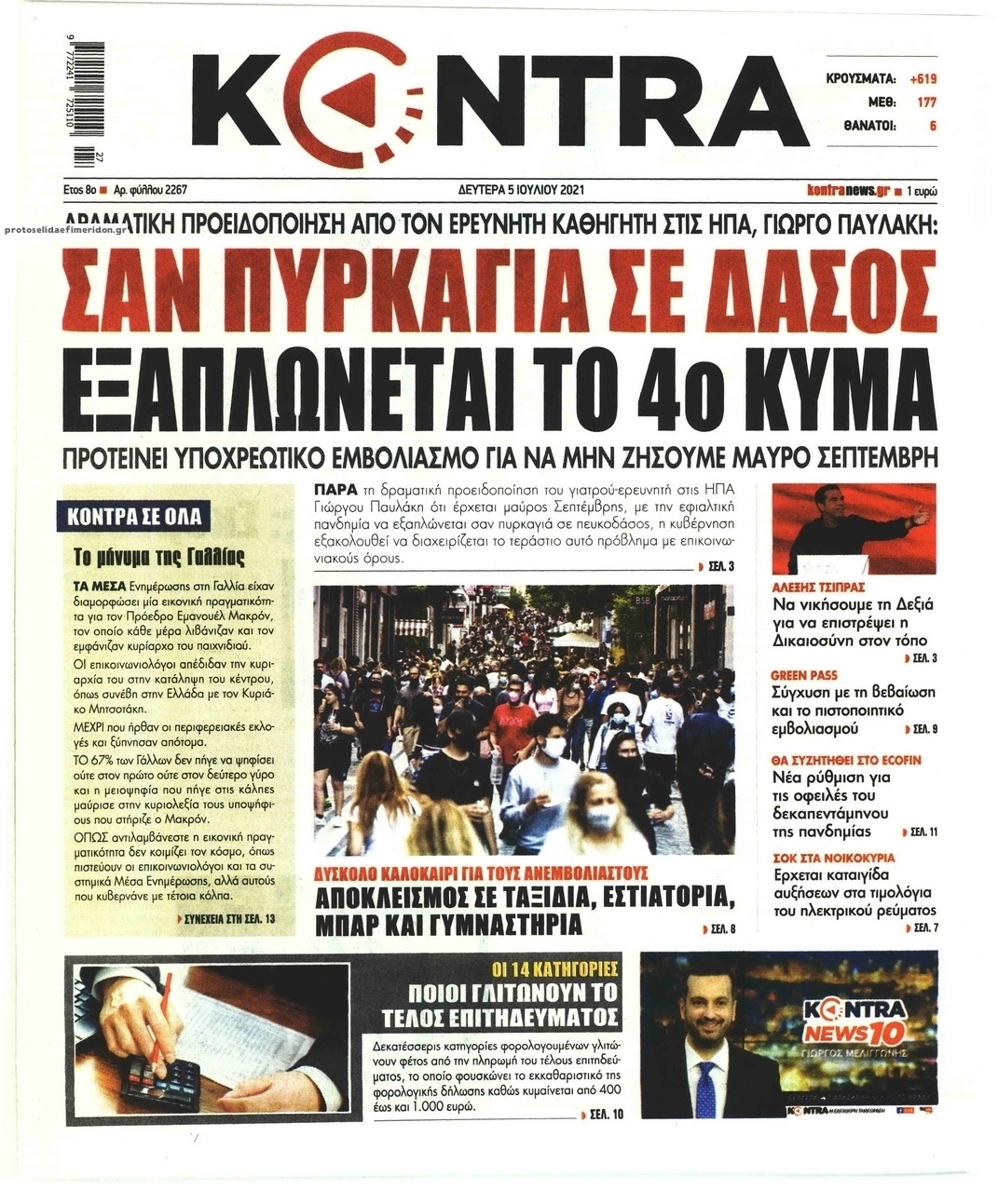 Πρωτοσέλιδο εφημερίδας Kontra News