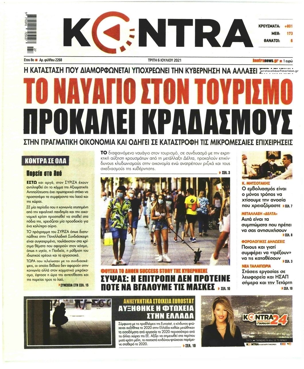 Πρωτοσέλιδο εφημερίδας Kontra News