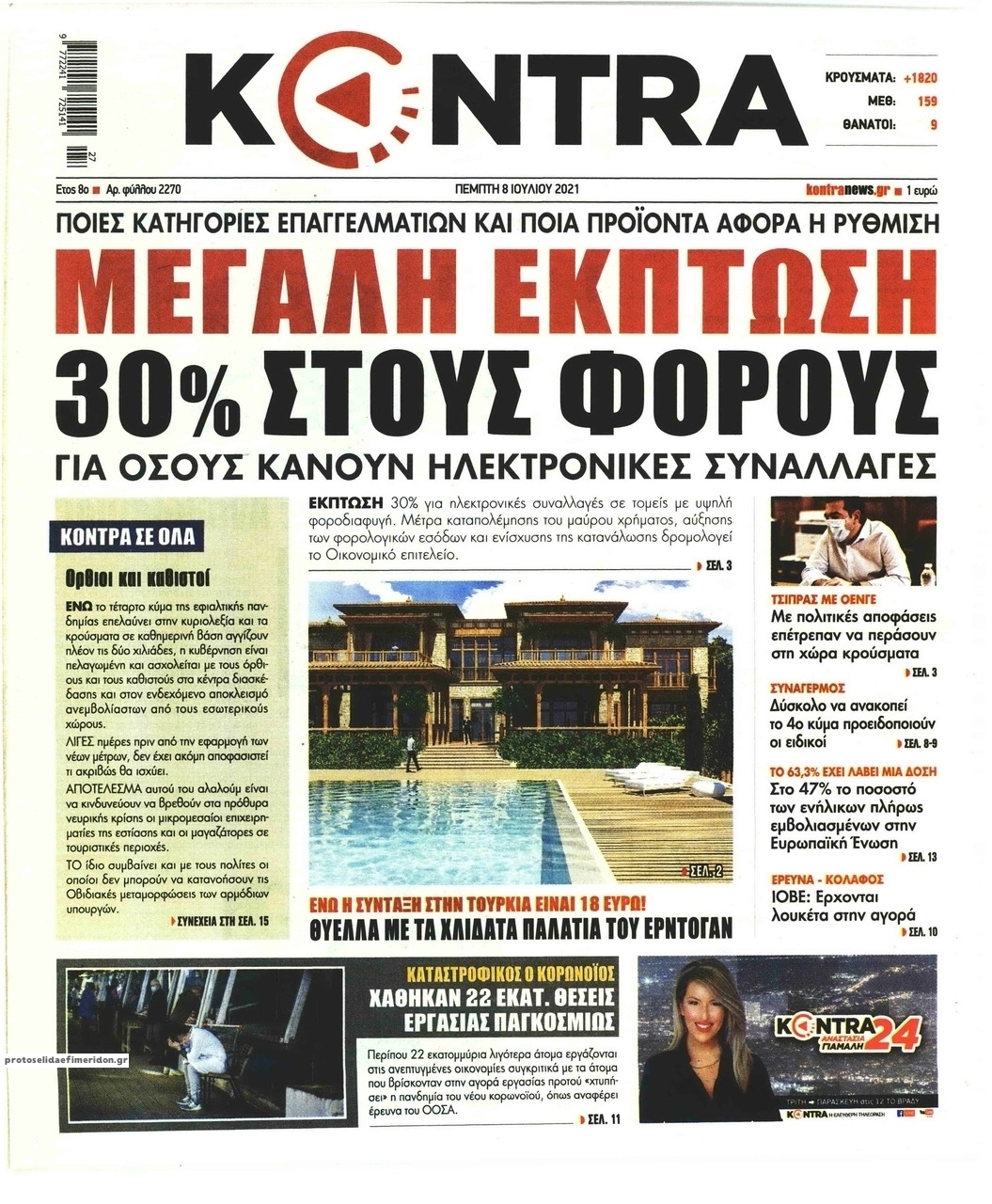 Πρωτοσέλιδο εφημερίδας Kontra News