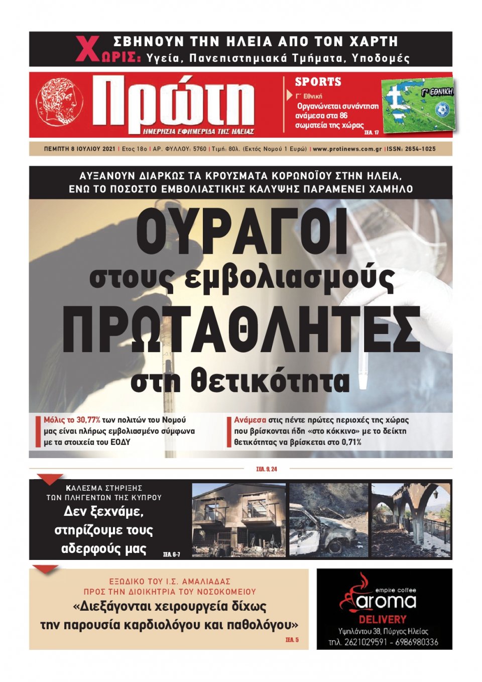 Πρωτοσέλιδο εφημερίδας Πρώτη
