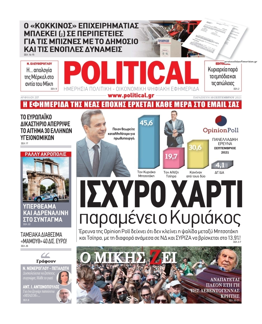 Πρωτοσέλιδο εφημερίδας Political