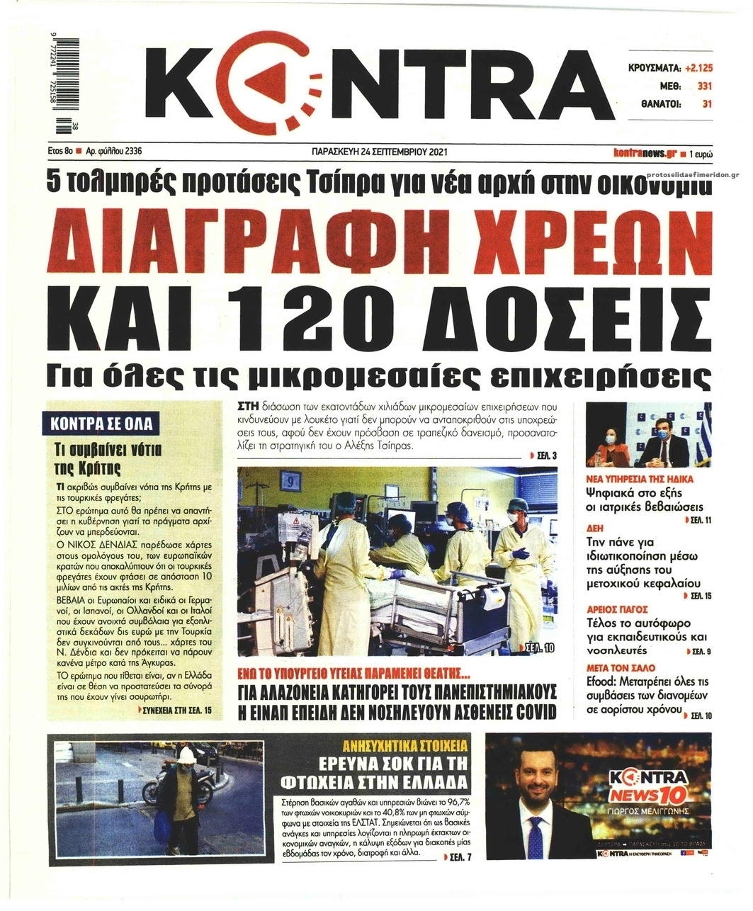 Πρωτοσέλιδο εφημερίδας Kontra News