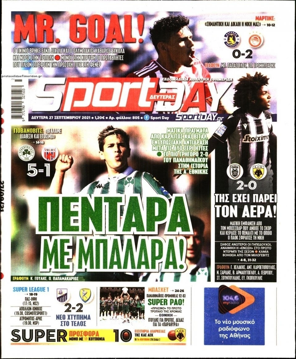 Πρωτοσέλιδο εφημερίδας Sportday