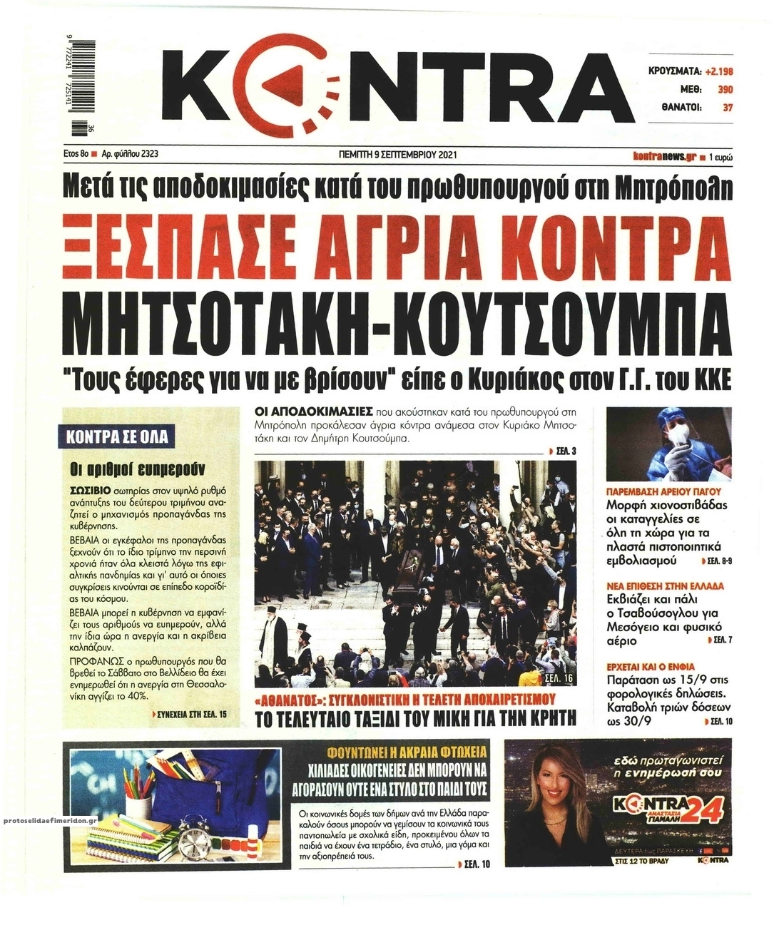 Πρωτοσέλιδο εφημερίδας Kontra News