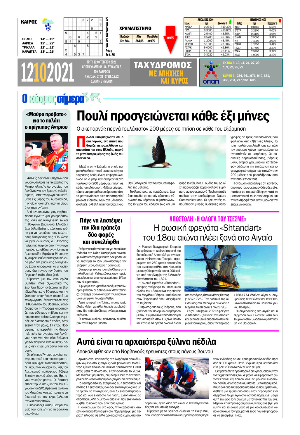 Οπισθόφυλλο εφημερίδας Ταχυδρόμος