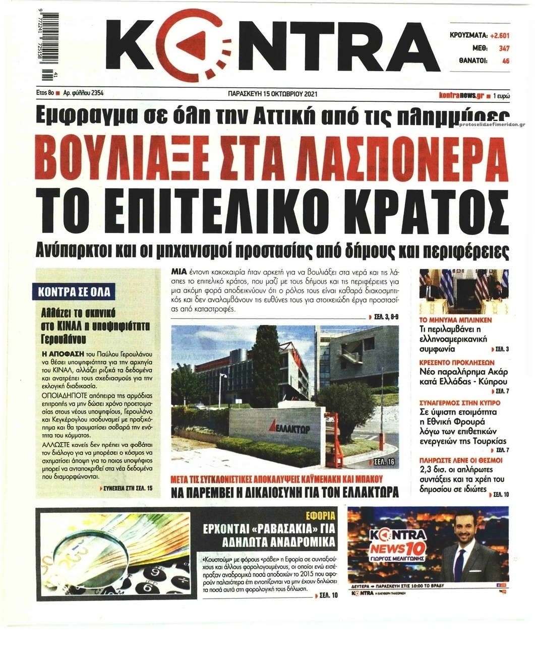 Πρωτοσέλιδο εφημερίδας Kontra News