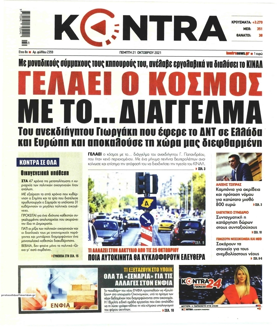 Πρωτοσέλιδο εφημερίδας Kontra News