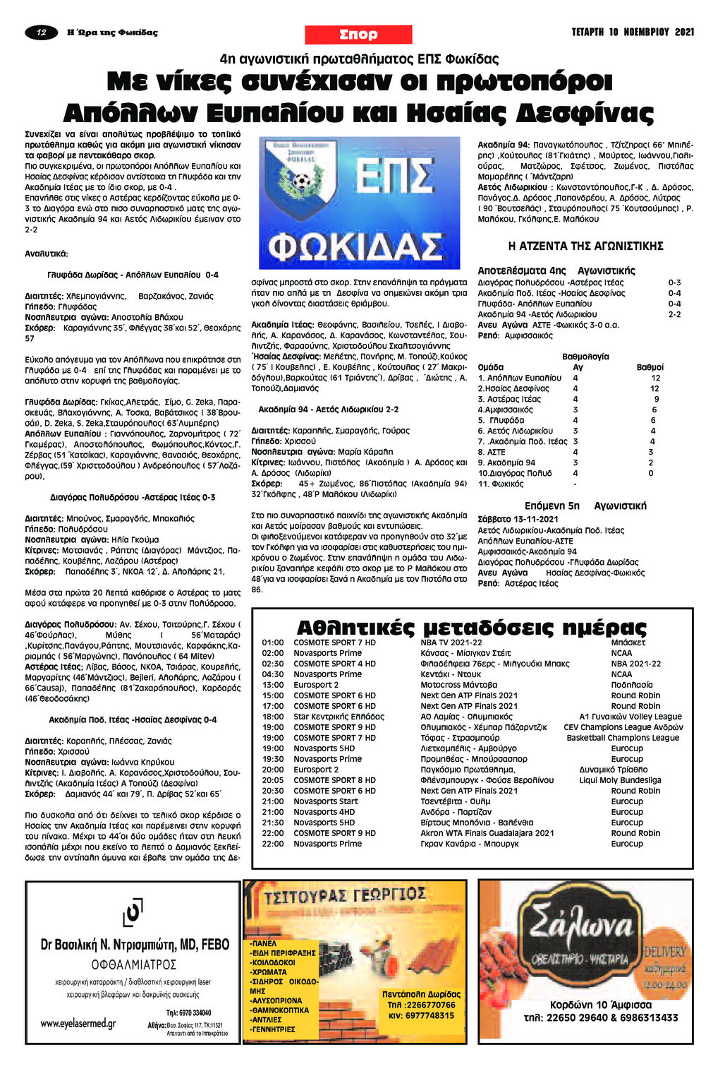 Οπισθόφυλλο εφημερίδας Η Ώρα της Φωκίδας