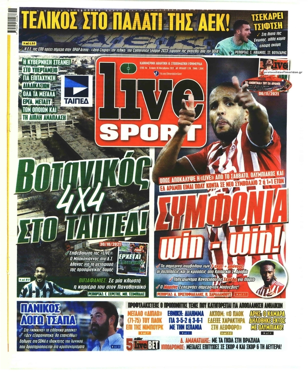 Πρωτοσέλιδο εφημερίδας Livesport