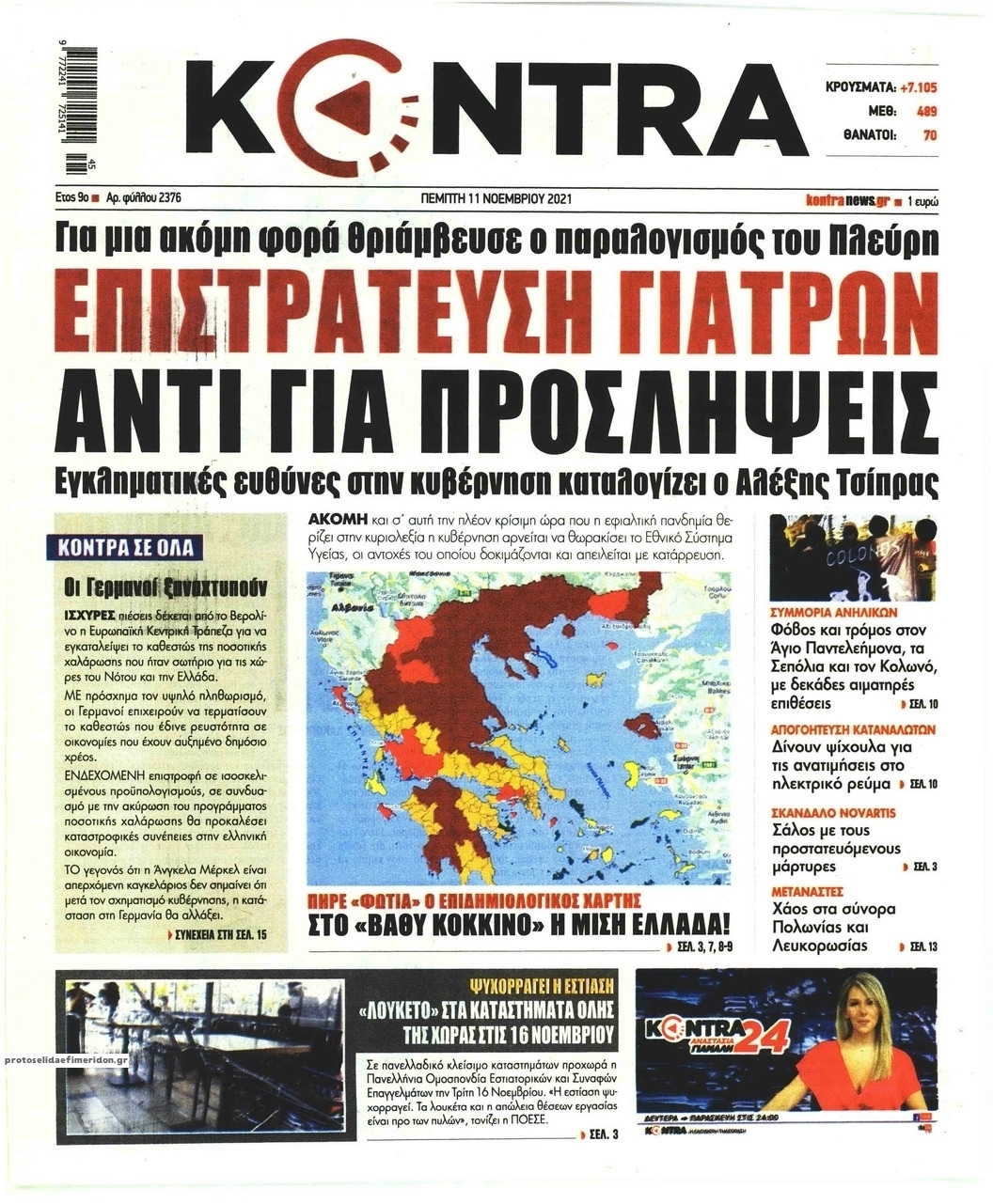 Πρωτοσέλιδο εφημερίδας Kontra News