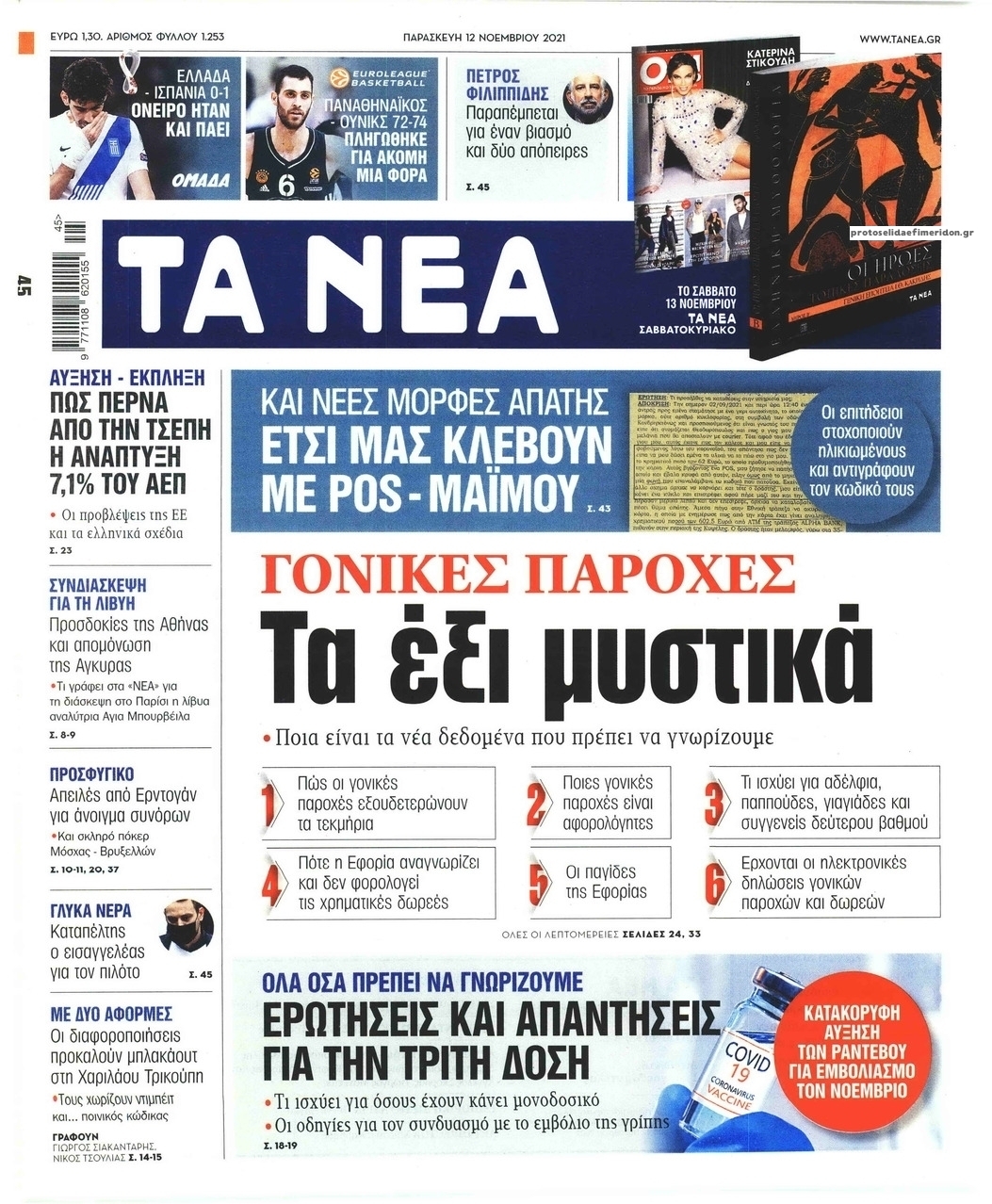 Πρωτοσέλιδο εφημερίδας Τα Νέα