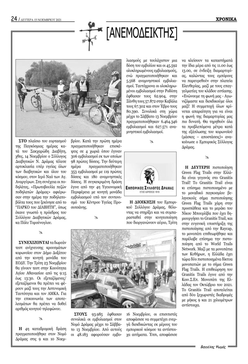 Οπισθόφυλλο εφημερίδας Χρονικά Δράμας