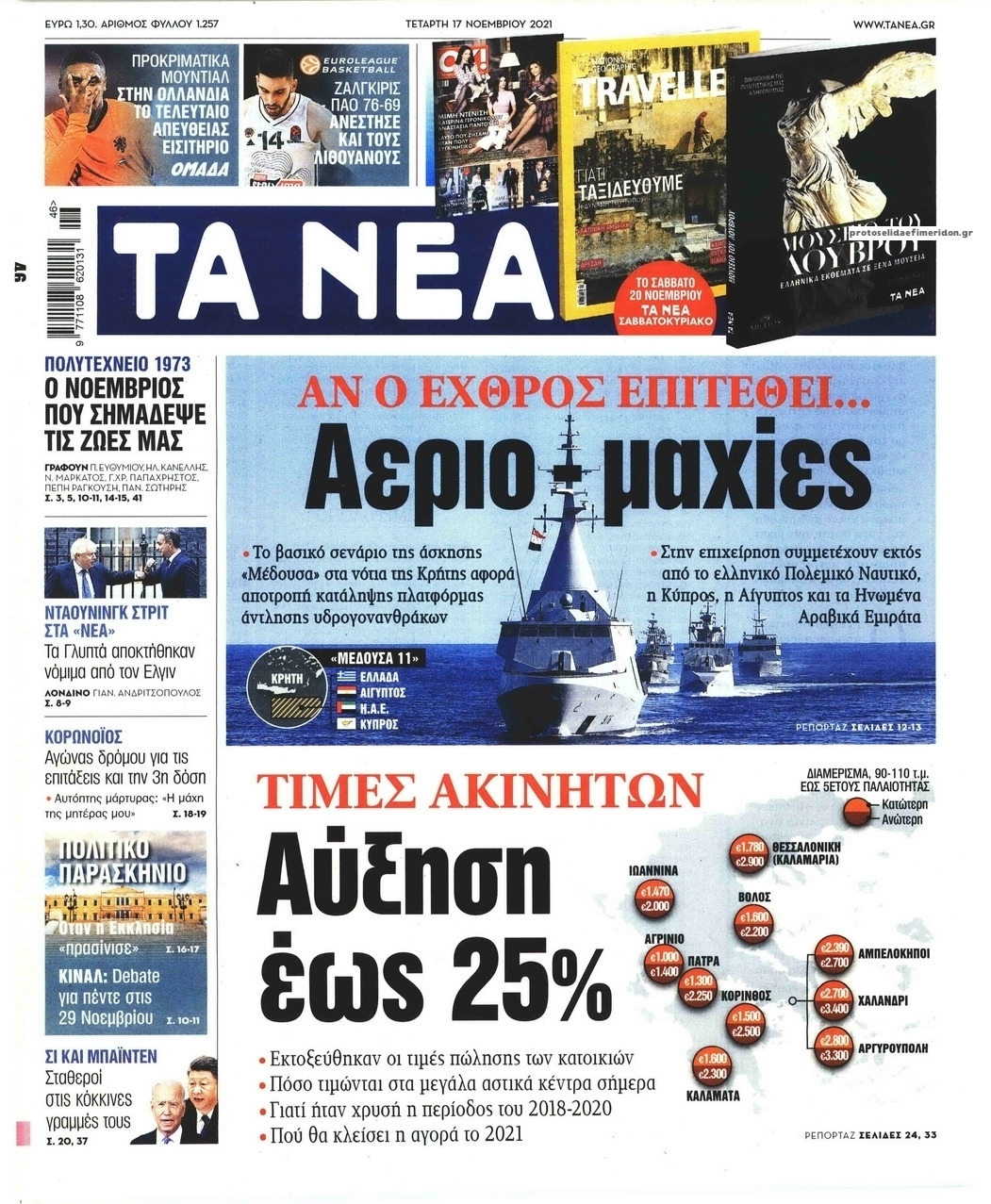 Πρωτοσέλιδο εφημερίδας Τα Νέα