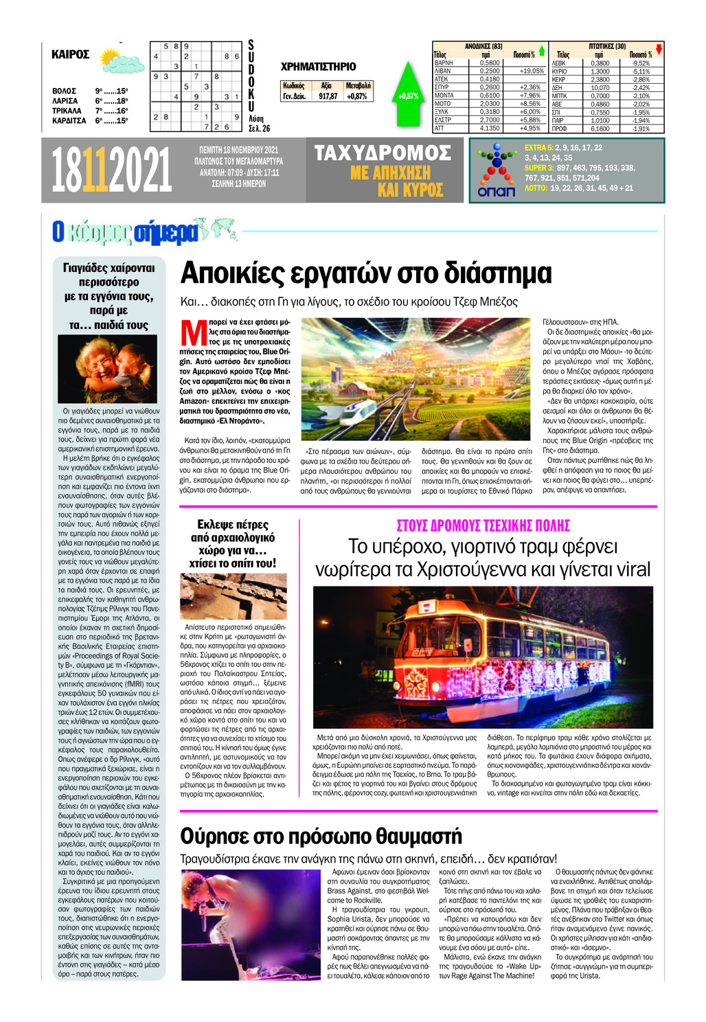 Οπισθόφυλλο εφημερίδας Ταχυδρόμος