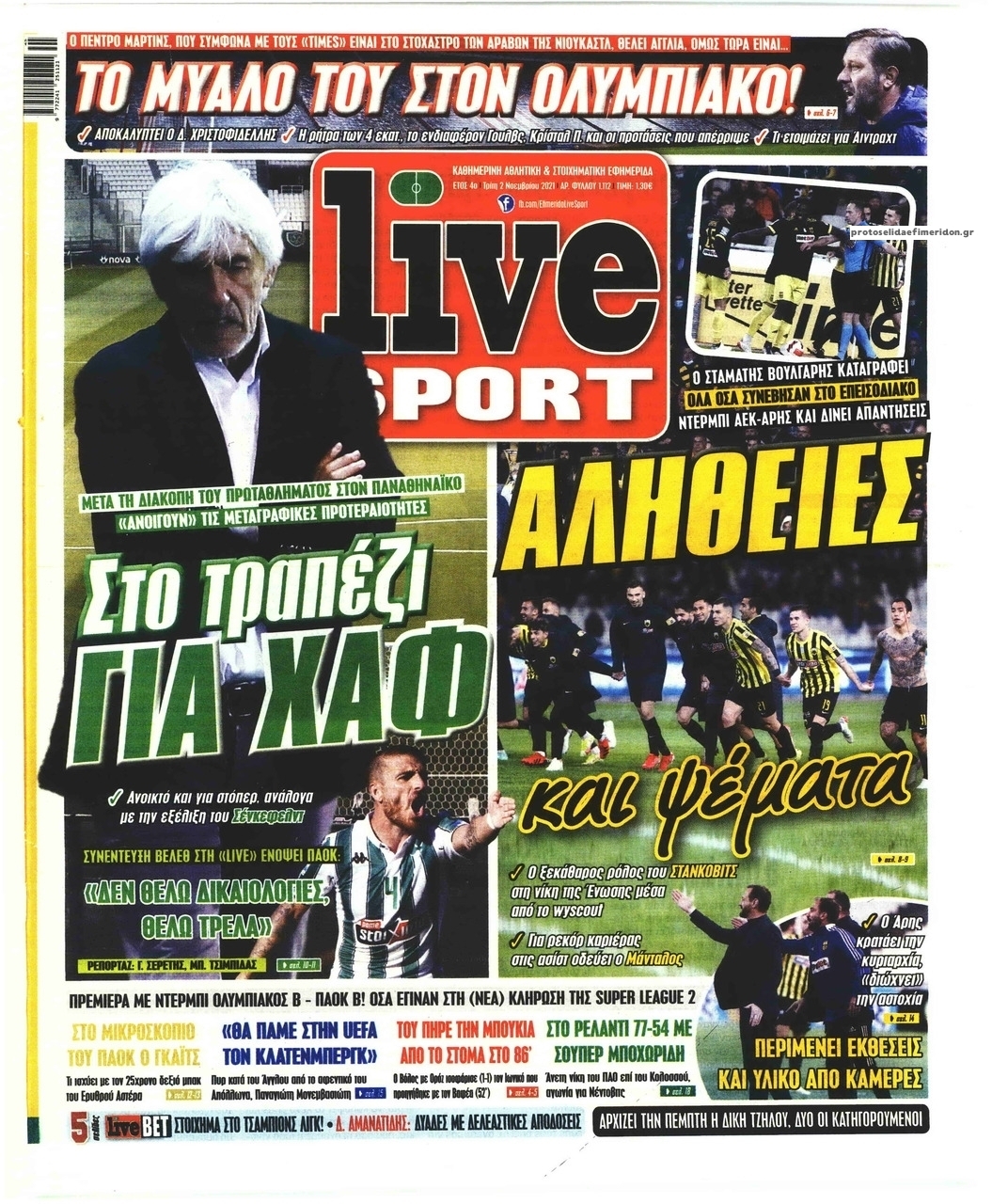 Πρωτοσέλιδο εφημερίδας Livesport