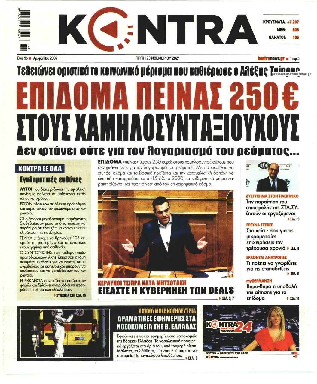 Πρωτοσέλιδο εφημερίδας Kontra News