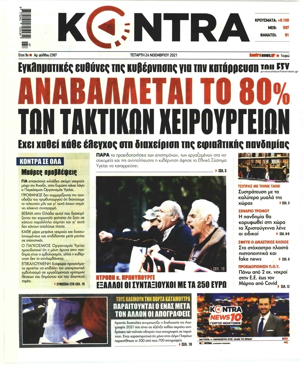 Πρωτοσέλιδο εφημερίδας Kontra News