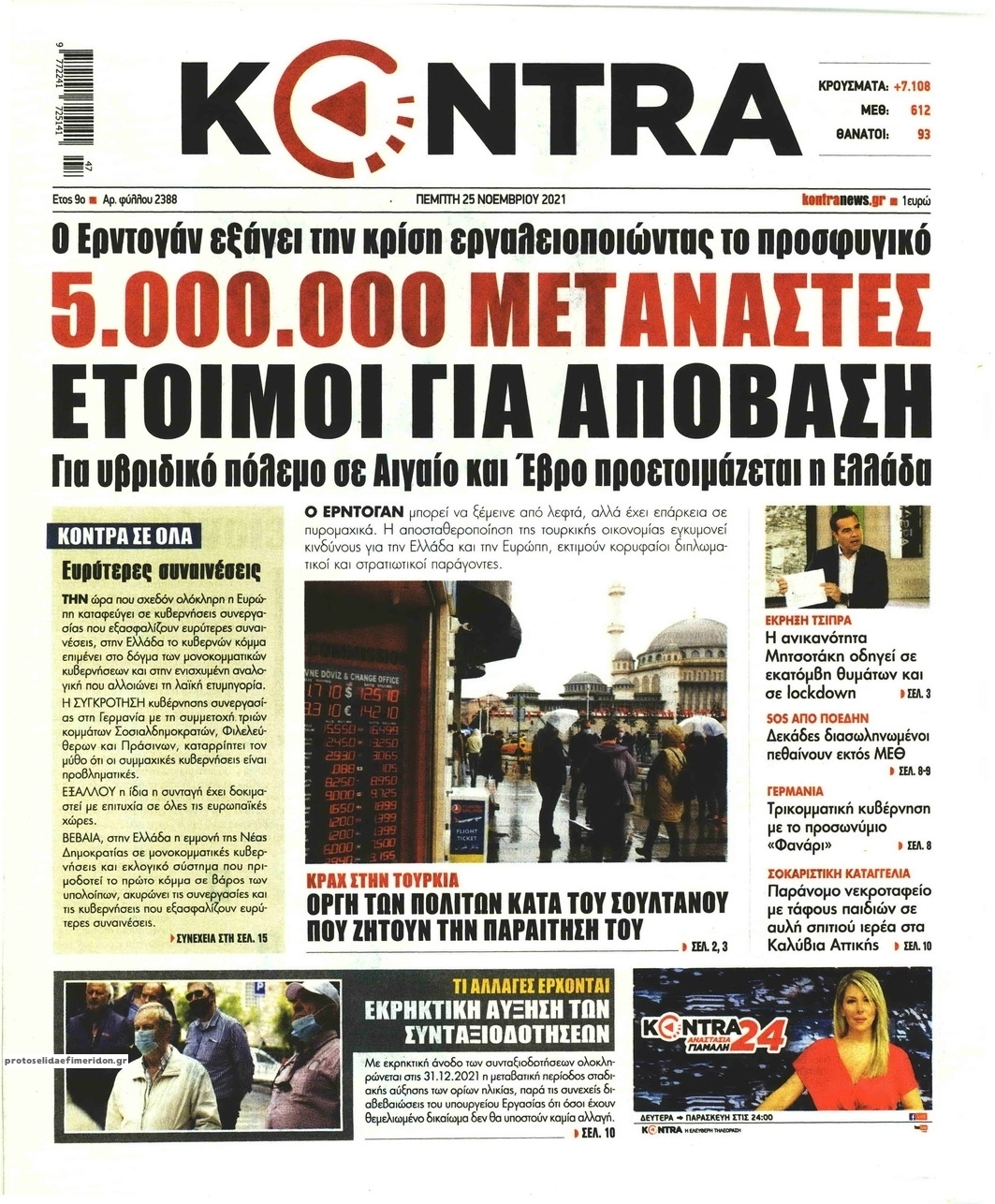 Πρωτοσέλιδο εφημερίδας Kontra News