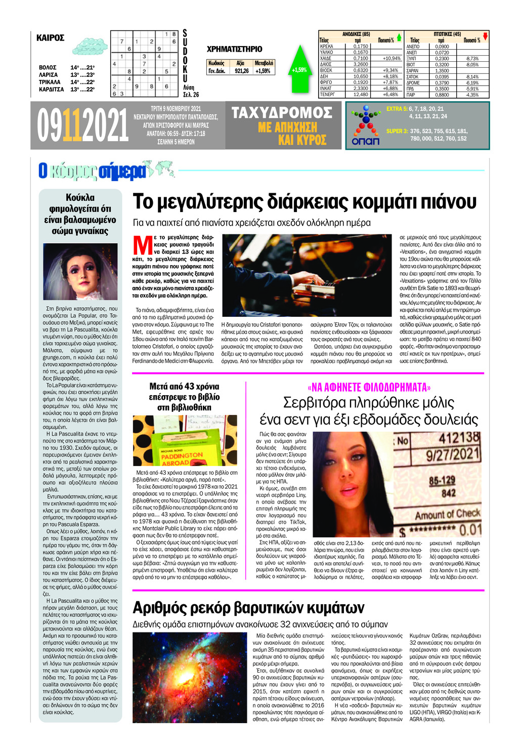 Οπισθόφυλλο εφημερίδας Ταχυδρόμος