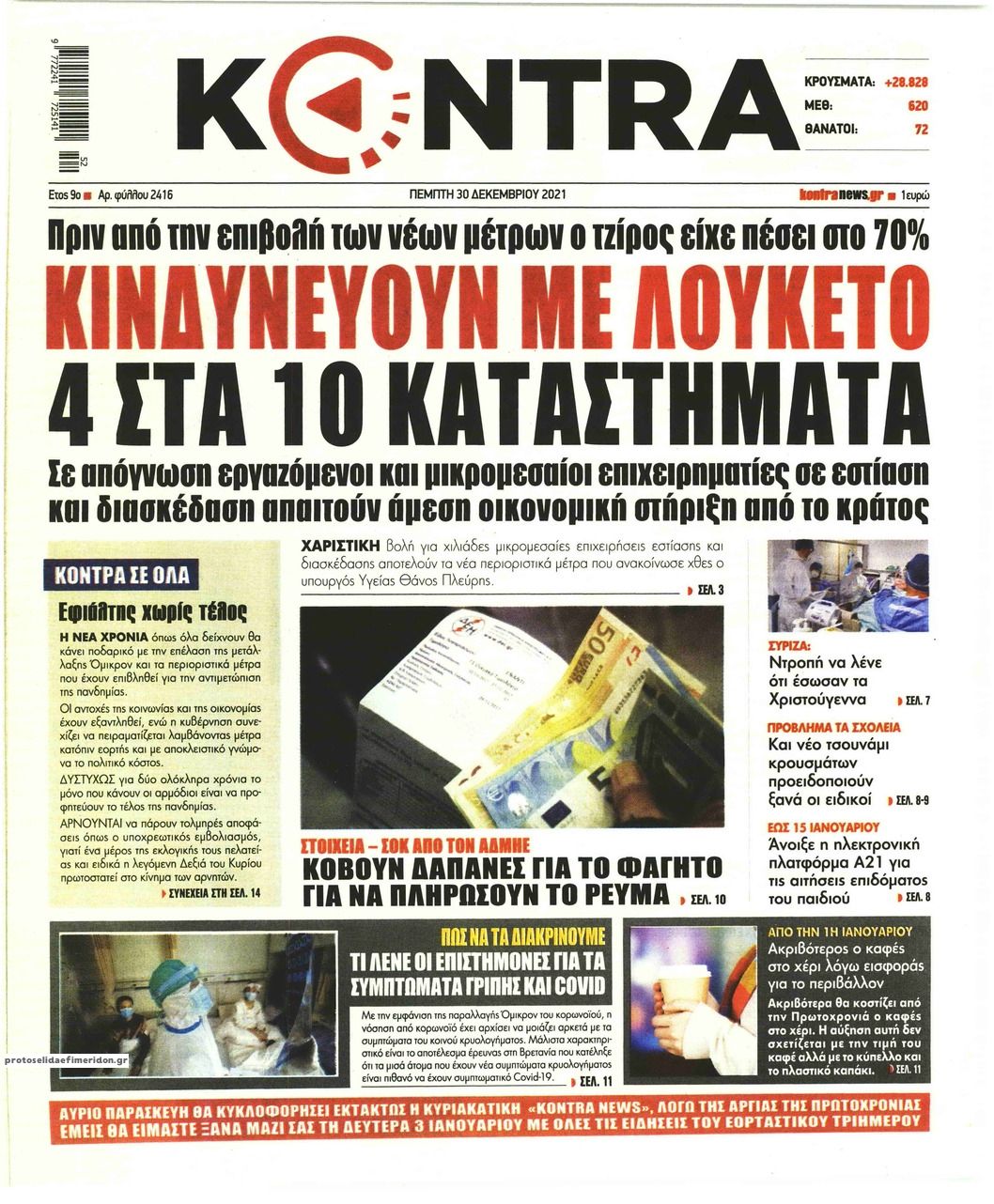 Πρωτοσέλιδο εφημερίδας Kontra News