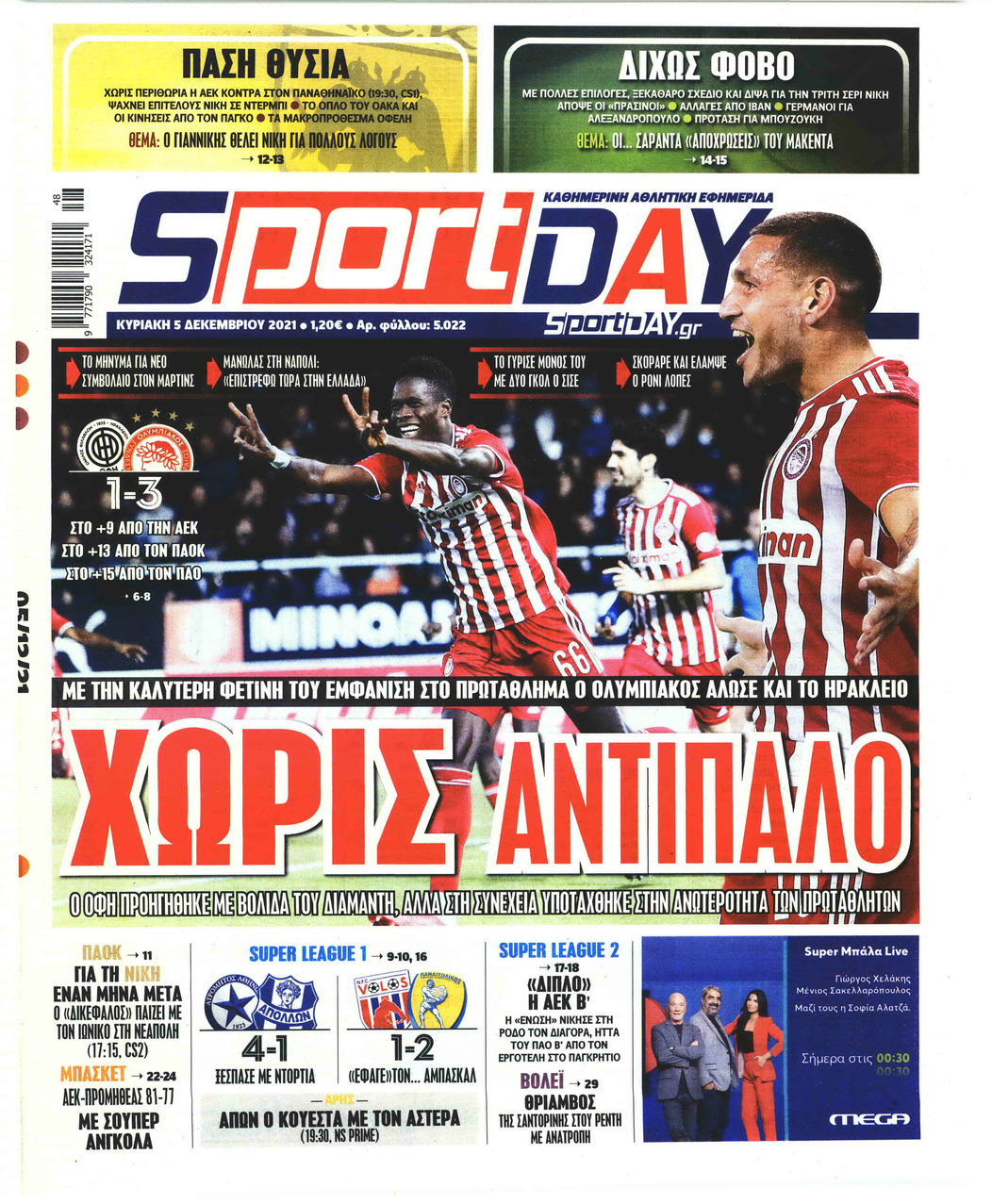 Πρωτοσέλιδο εφημερίδας Sportday