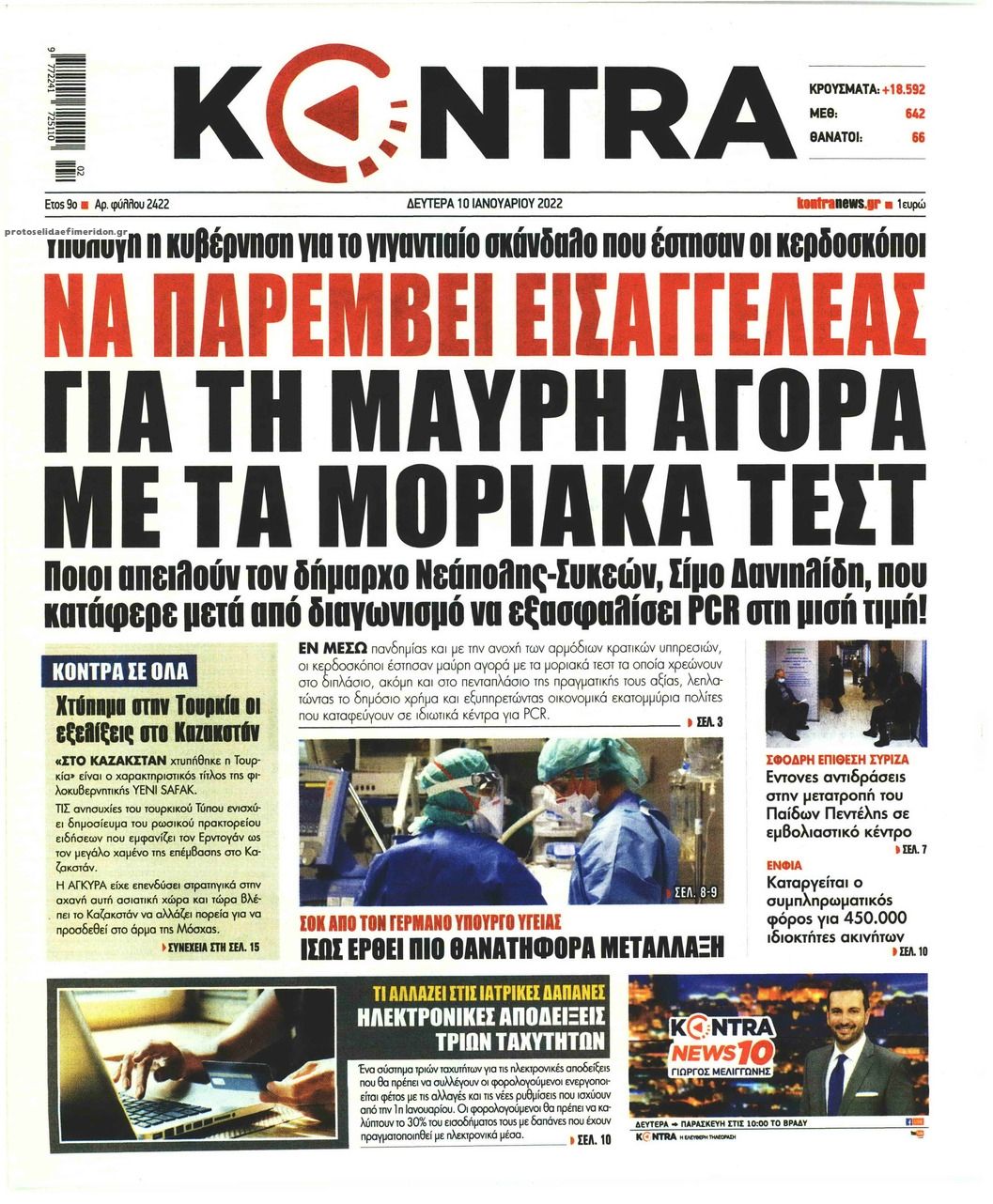 Πρωτοσέλιδο εφημερίδας Kontra News