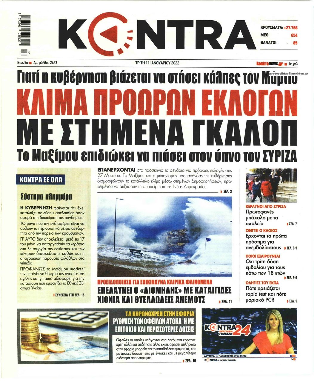 Πρωτοσέλιδο εφημερίδας Kontra News