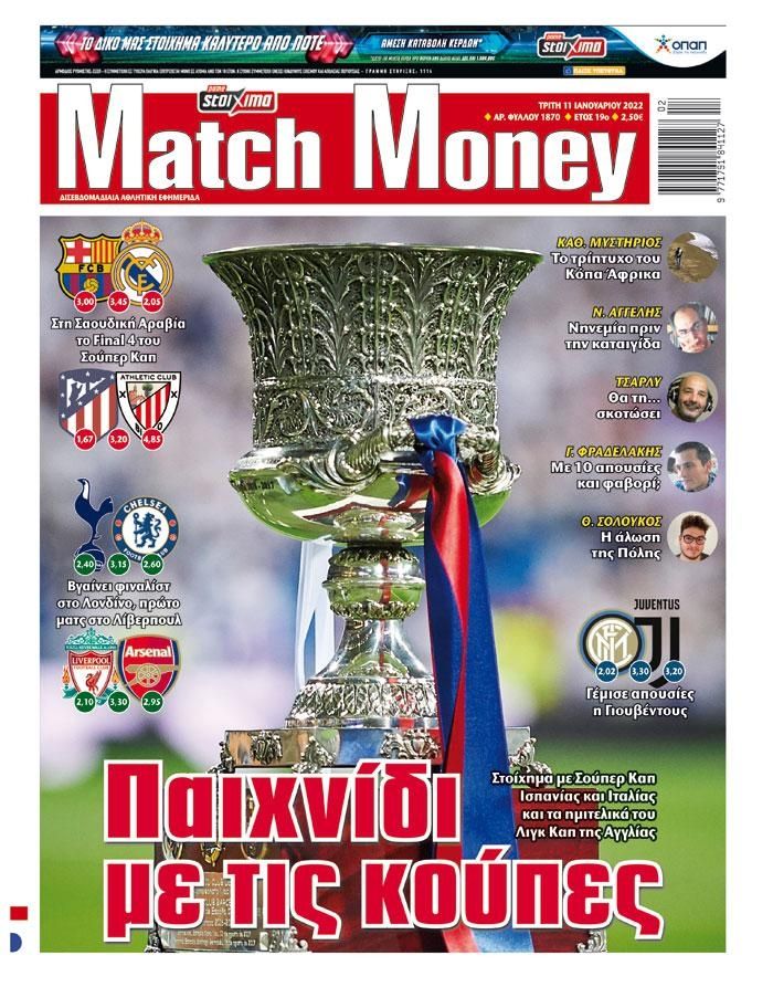 Πρωτοσέλιδο εφημερίδας Matchmoney