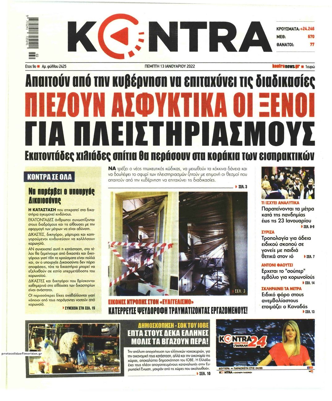 Πρωτοσέλιδο εφημερίδας Kontra News