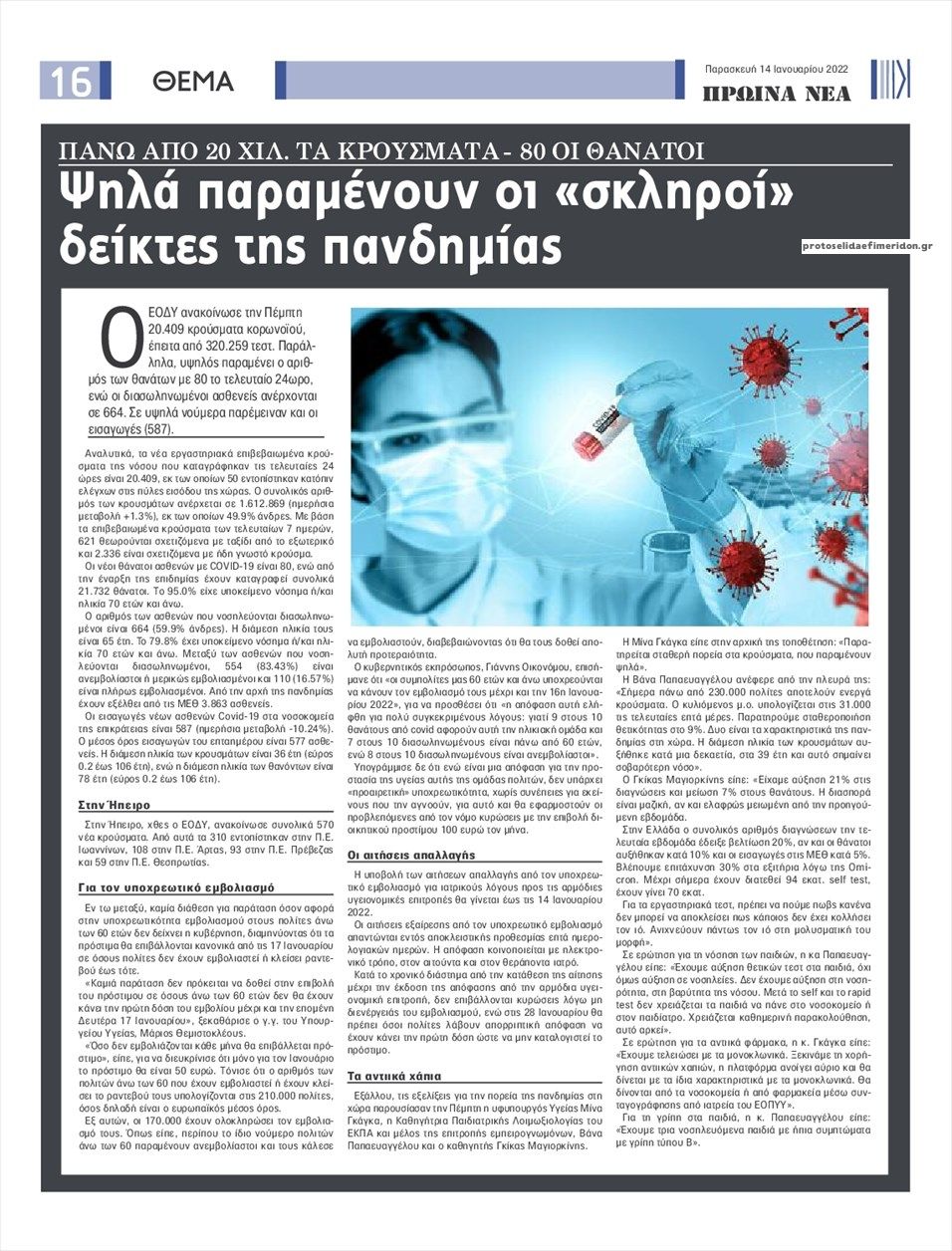 Οπισθόφυλλο εφημερίδας Πρωινά Νέα Ιωαννίνων