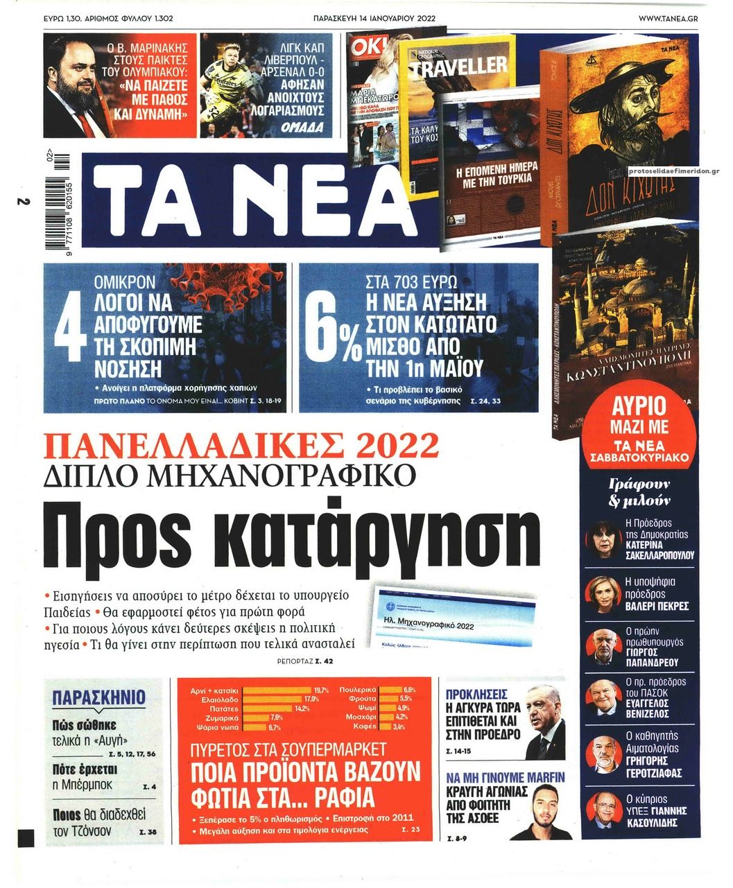 Πρωτοσέλιδο εφημερίδας Τα Νέα