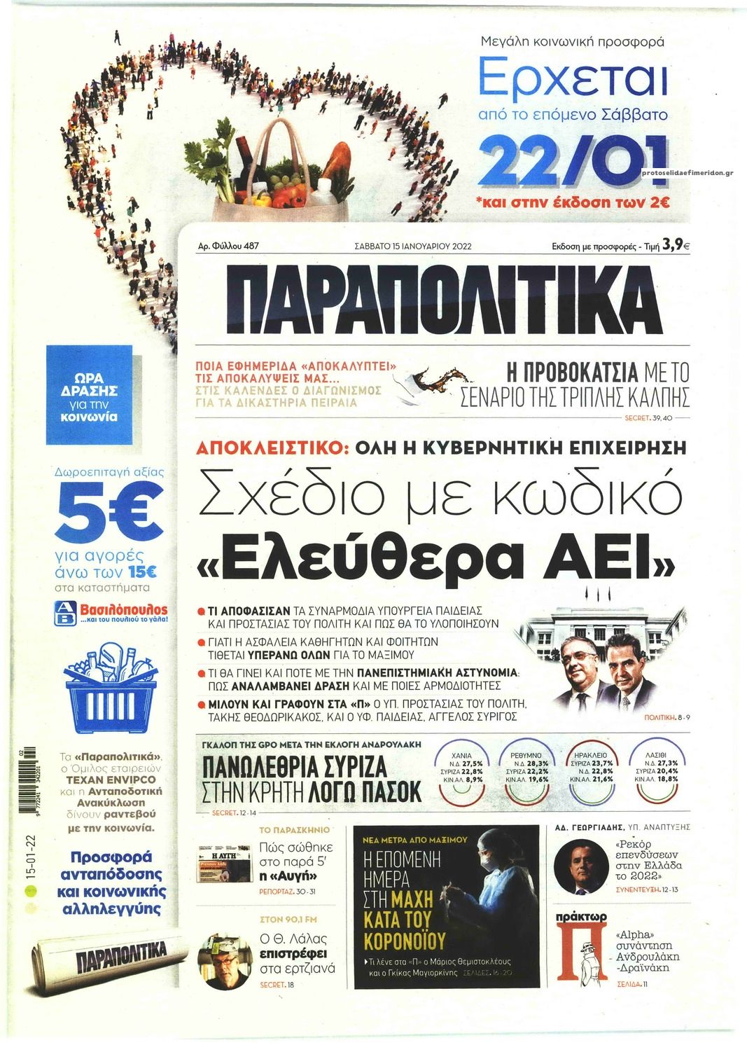 Πρωτοσέλιδο εφημερίδας Παραπολιτικά