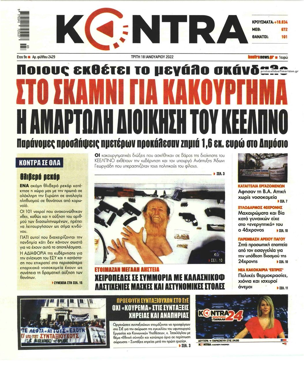 Πρωτοσέλιδο εφημερίδας Kontra News