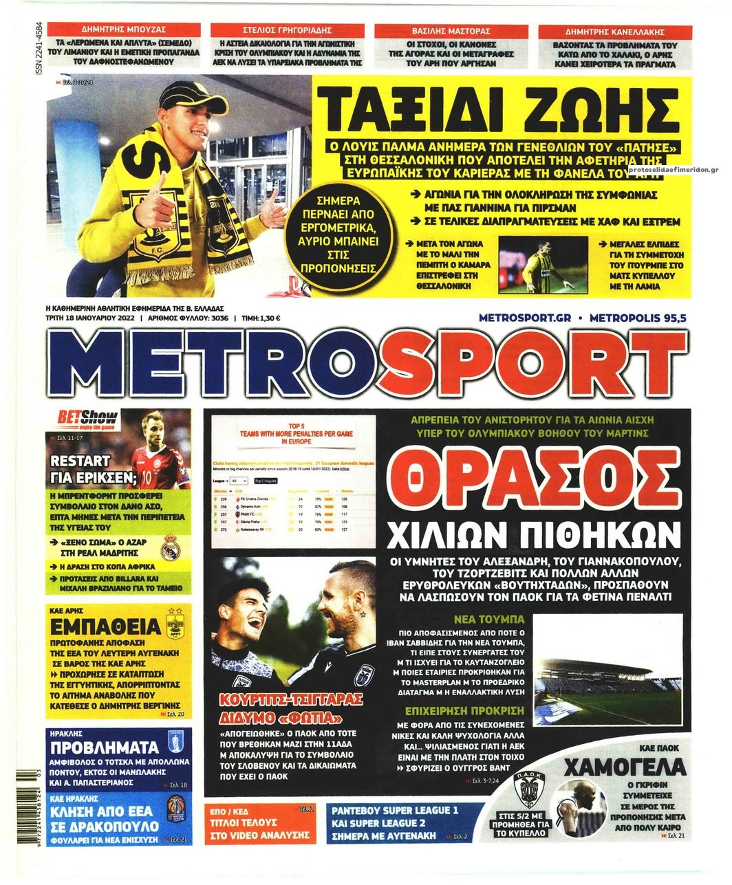 Πρωτοσέλιδο εφημερίδας Metrosport