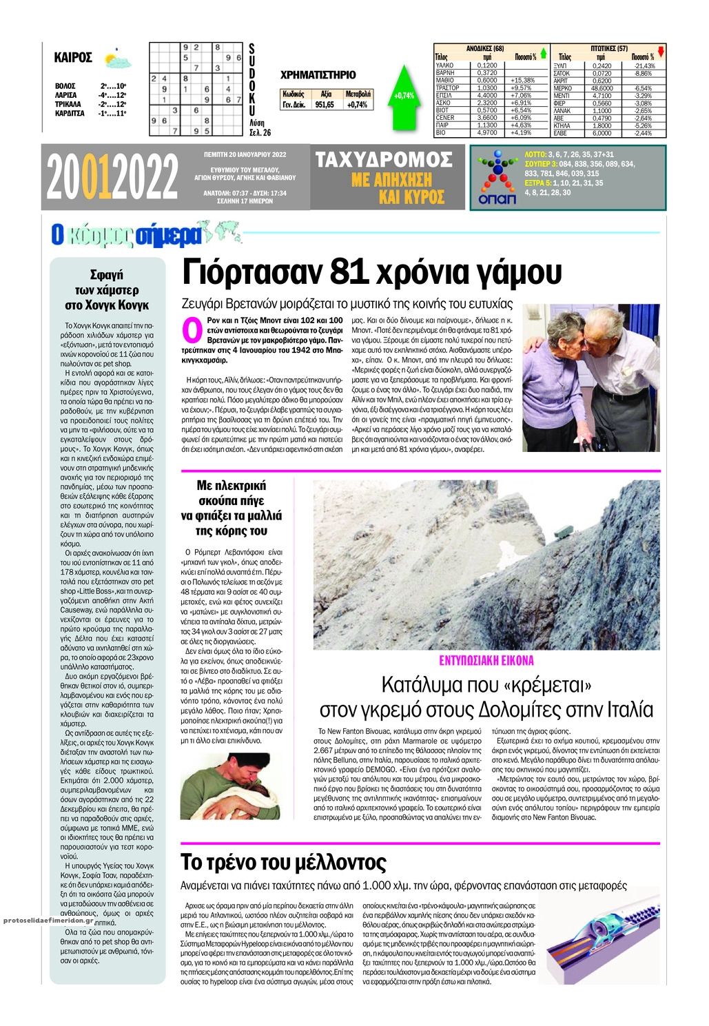 Οπισθόφυλλο εφημερίδας Ταχυδρόμος