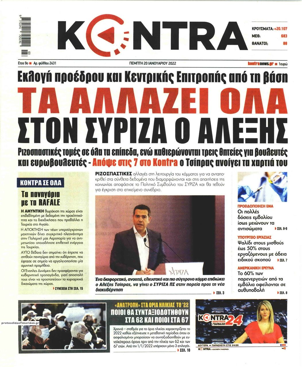 Πρωτοσέλιδο εφημερίδας Kontra News