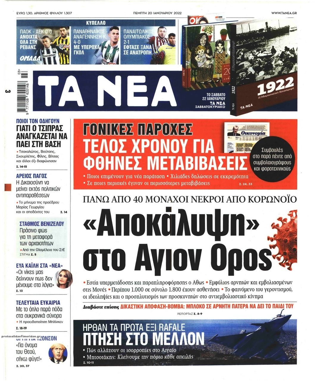 Πρωτοσέλιδο εφημερίδας Τα Νέα