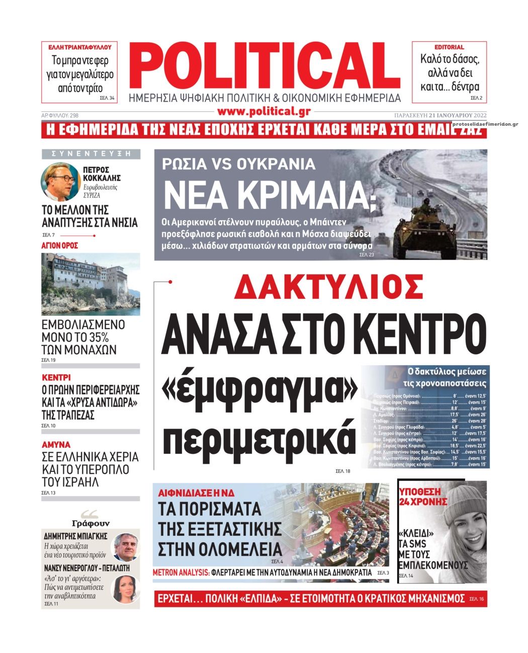 Πρωτοσέλιδο εφημερίδας Political