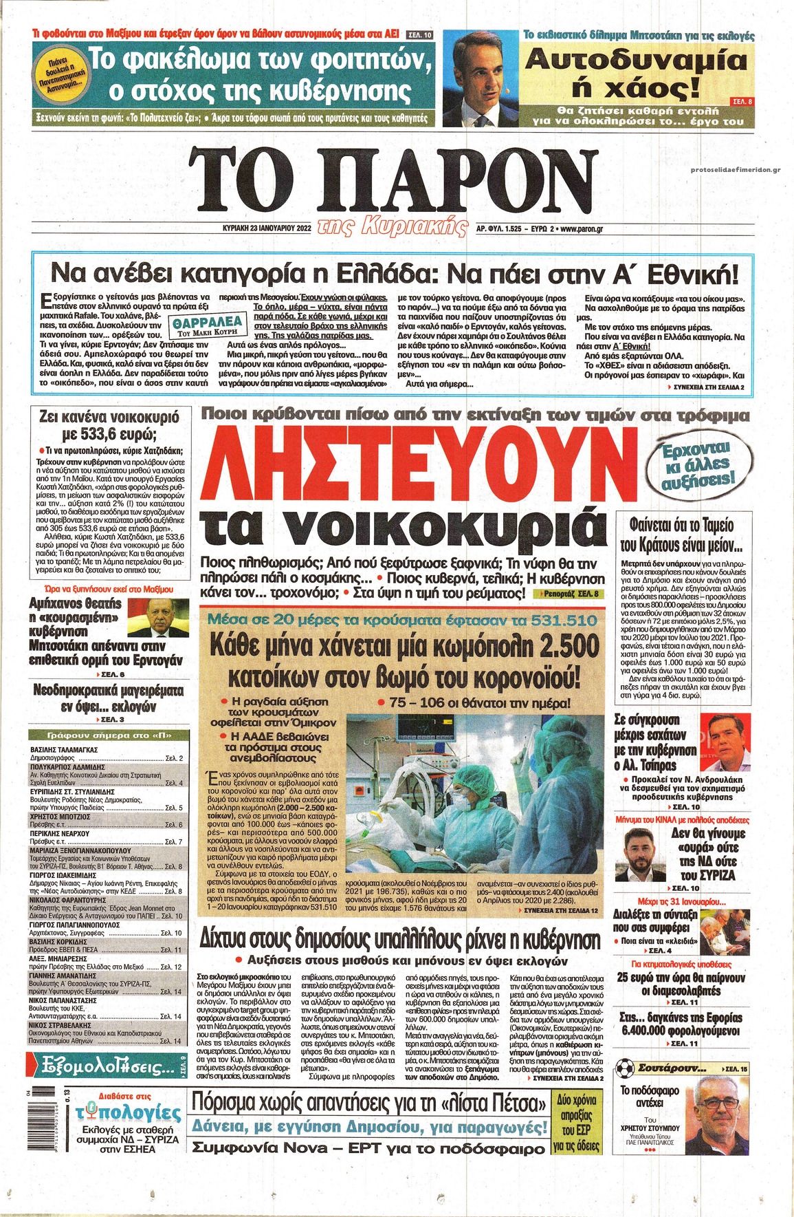 Πρωτοσέλιδο εφημερίδας Το Παρόν