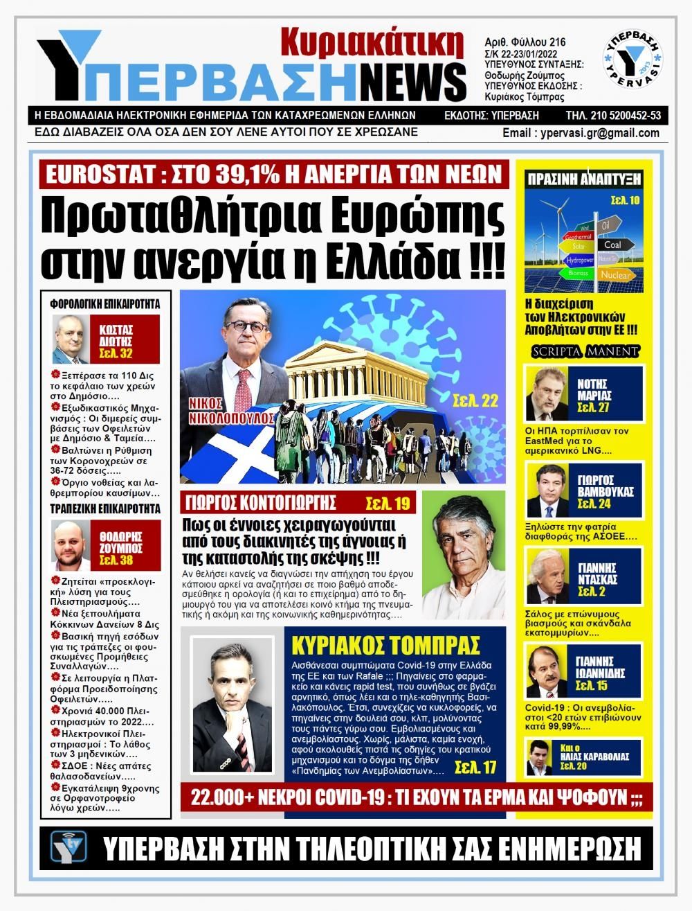 Πρωτοσέλιδο εφημερίδας Υπέρβαση News