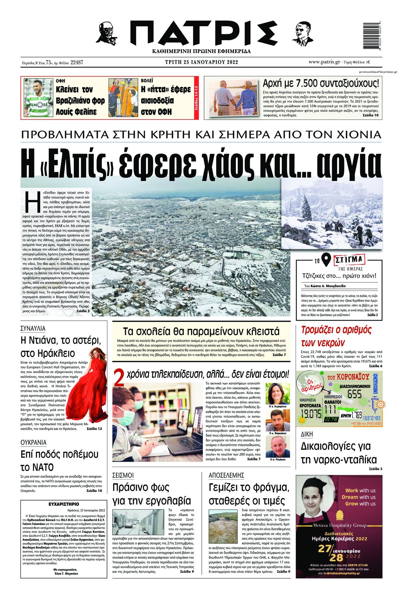 Πρωτοσέλιδο εφημερίδας Πατρίς