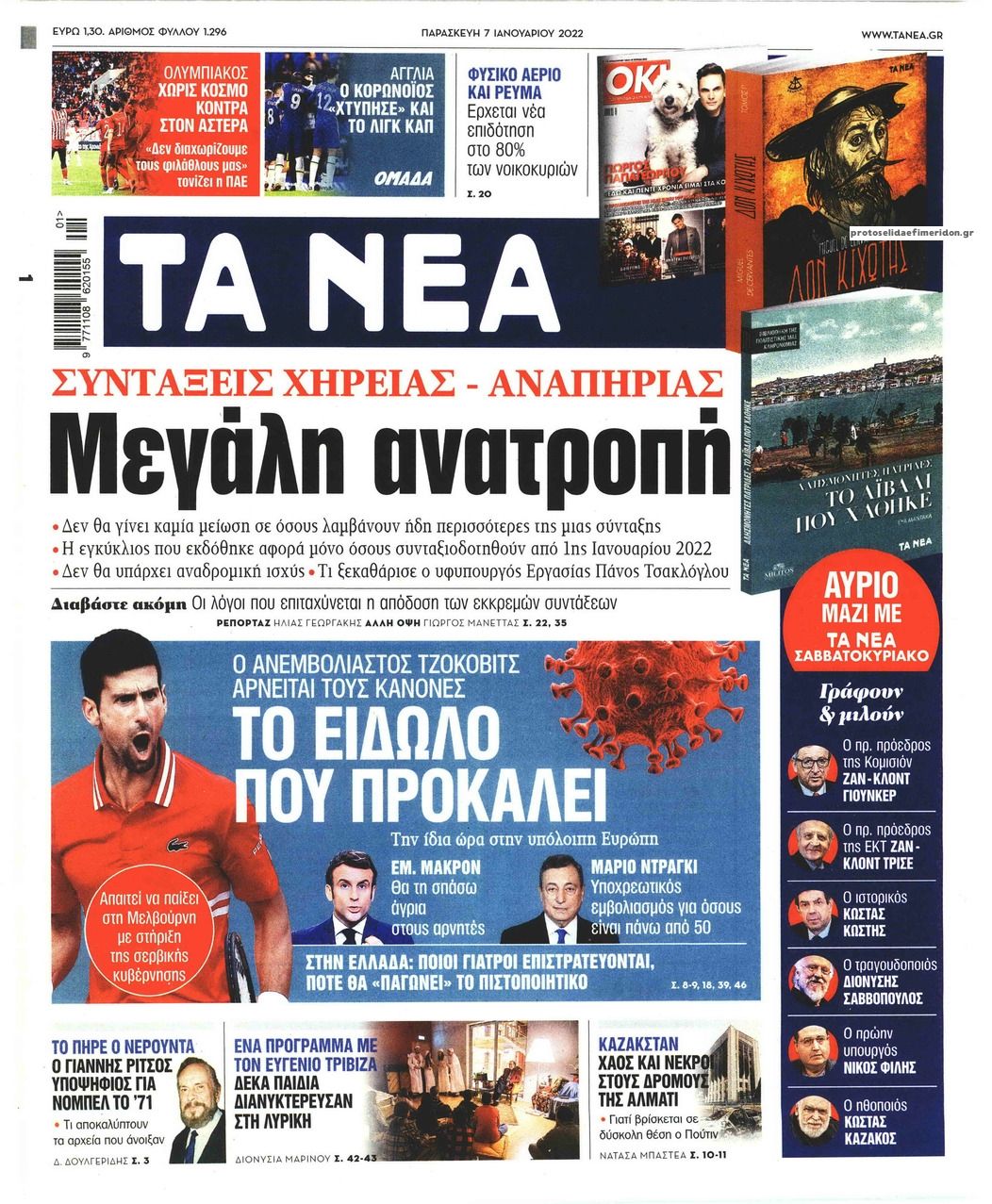 Πρωτοσέλιδο εφημερίδας Τα Νέα