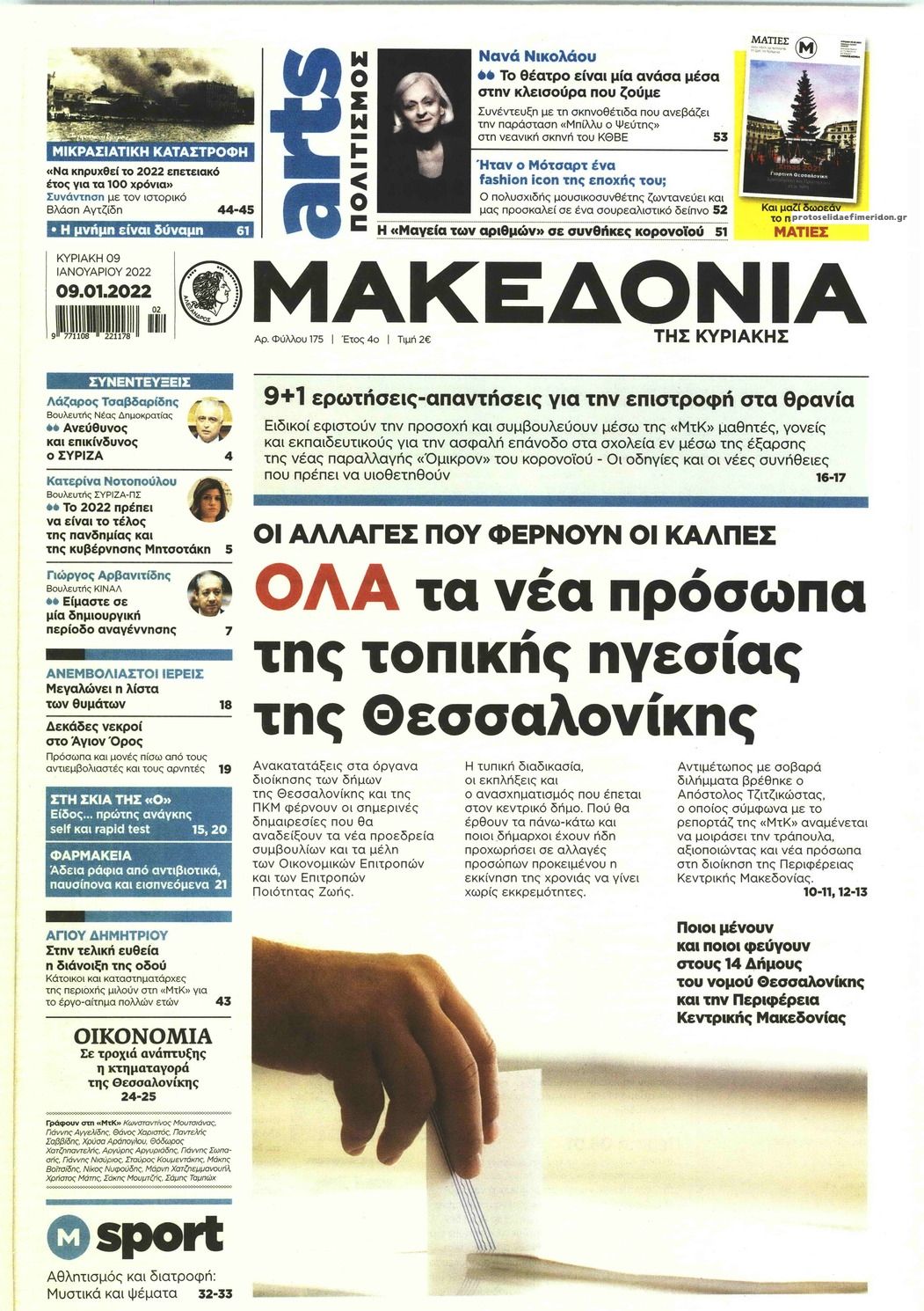 Πρωτοσέλιδο εφημερίδας Μακεδονία