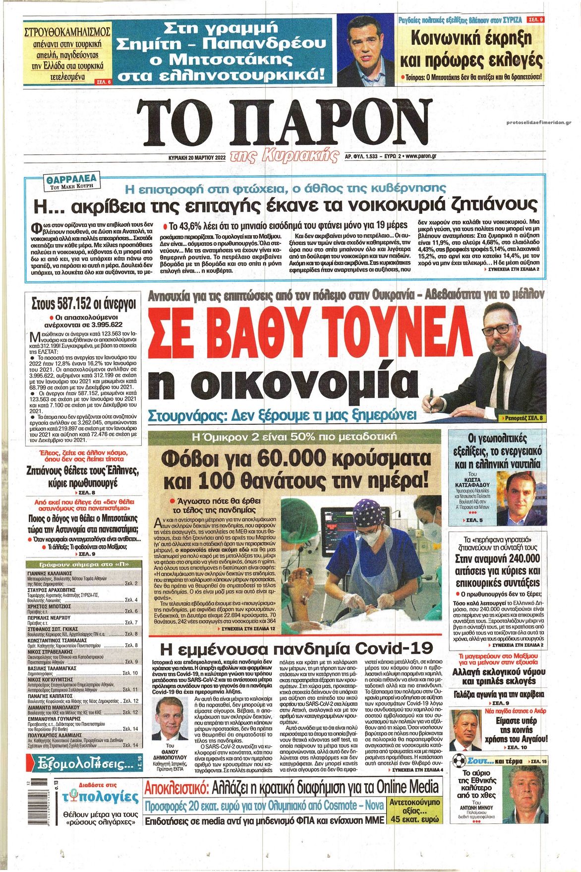 Πρωτοσέλιδο εφημερίδας Το Παρόν