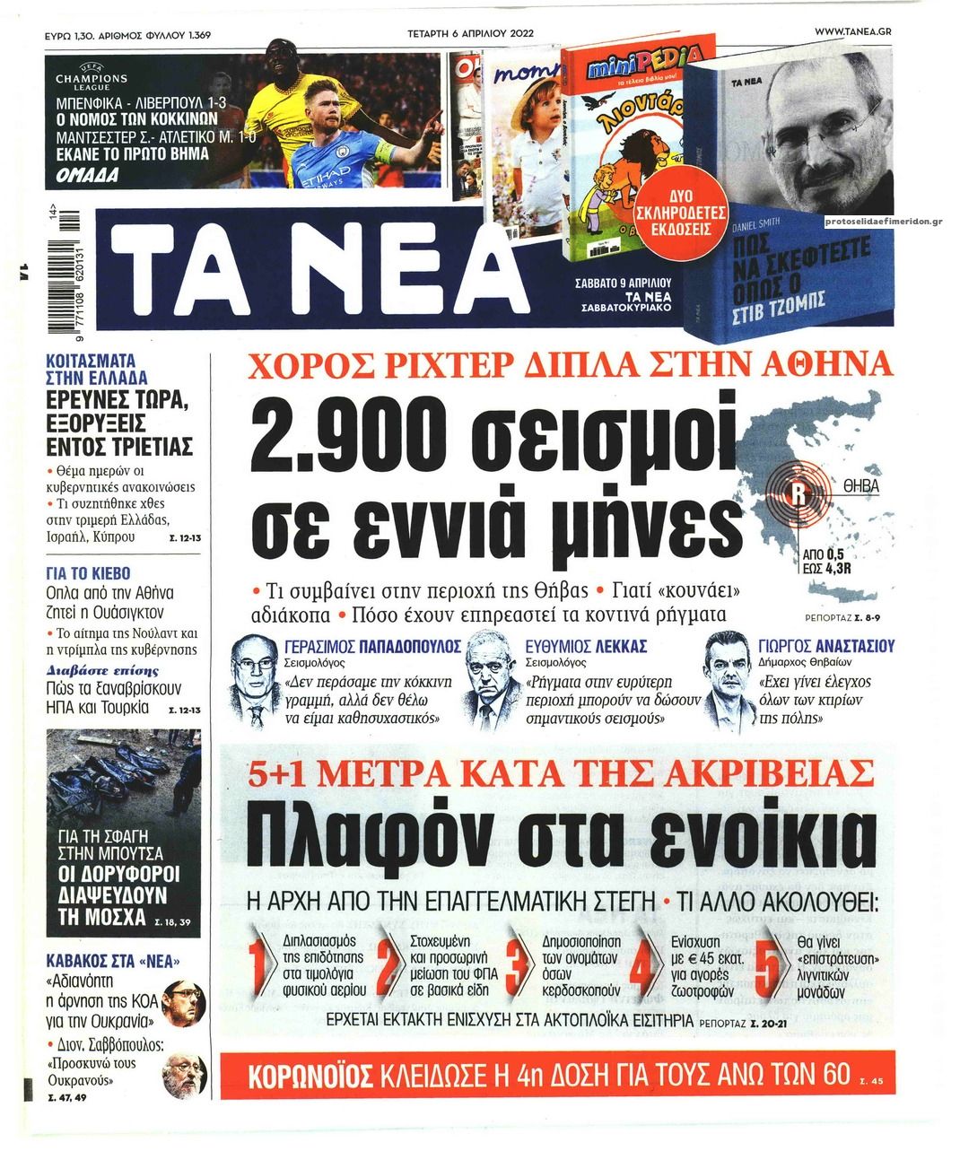 Πρωτοσέλιδο εφημερίδας Τα Νέα