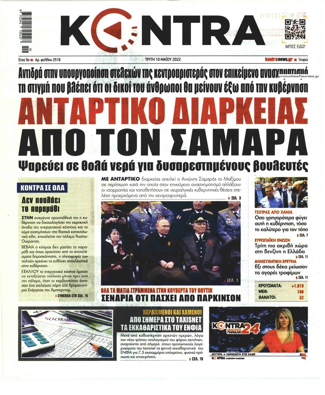 Πρωτοσέλιδο εφημερίδας Kontra News