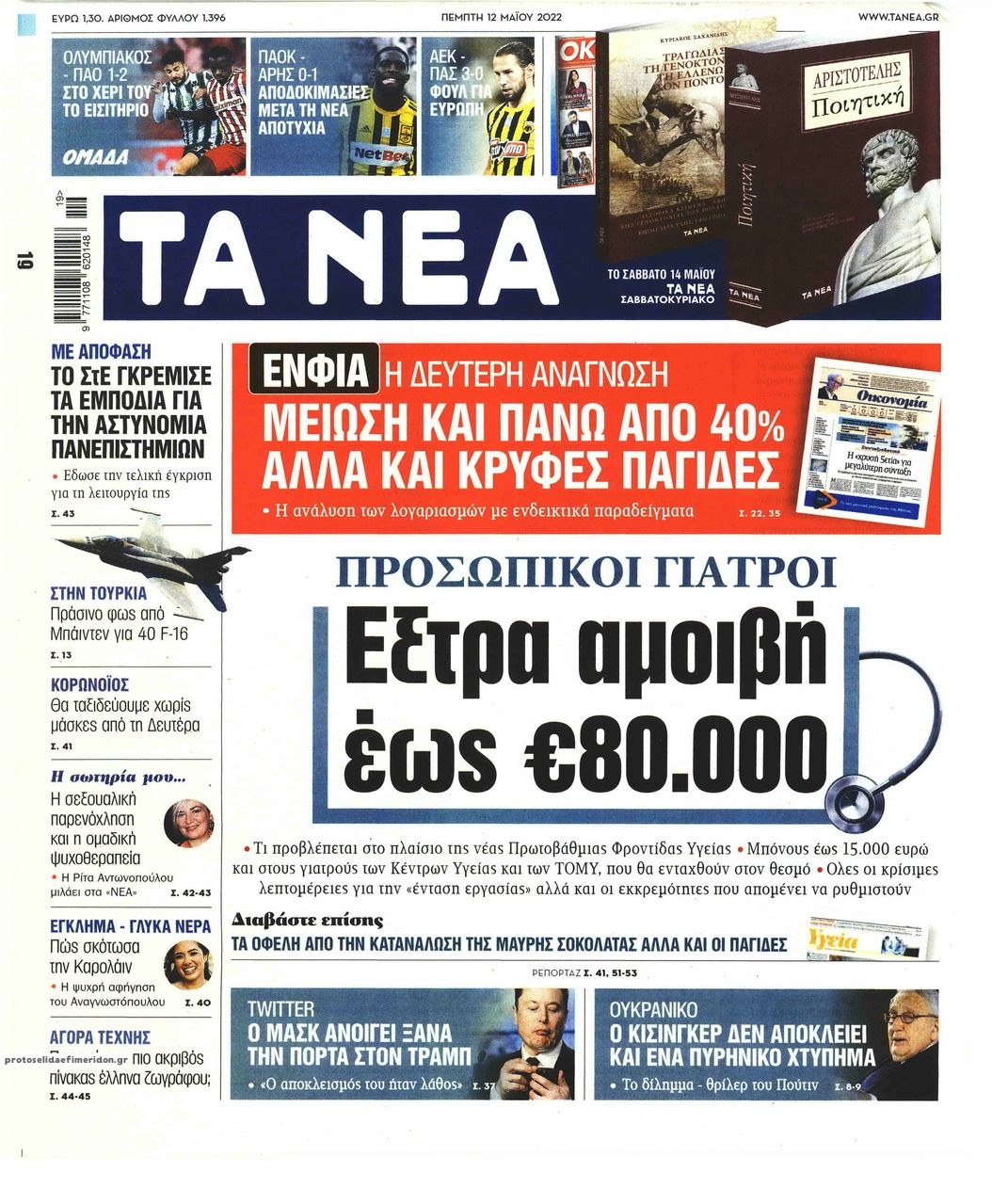 Πρωτοσέλιδο εφημερίδας Τα Νέα