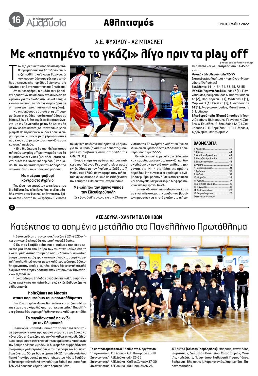 Οπισθόφυλλο εφημερίδας Αμαρυσία