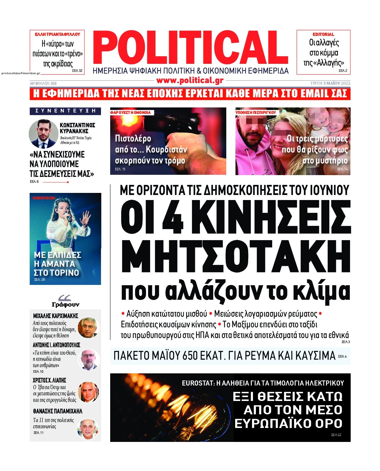 Πρωτοσέλιδο εφημερίδας Political