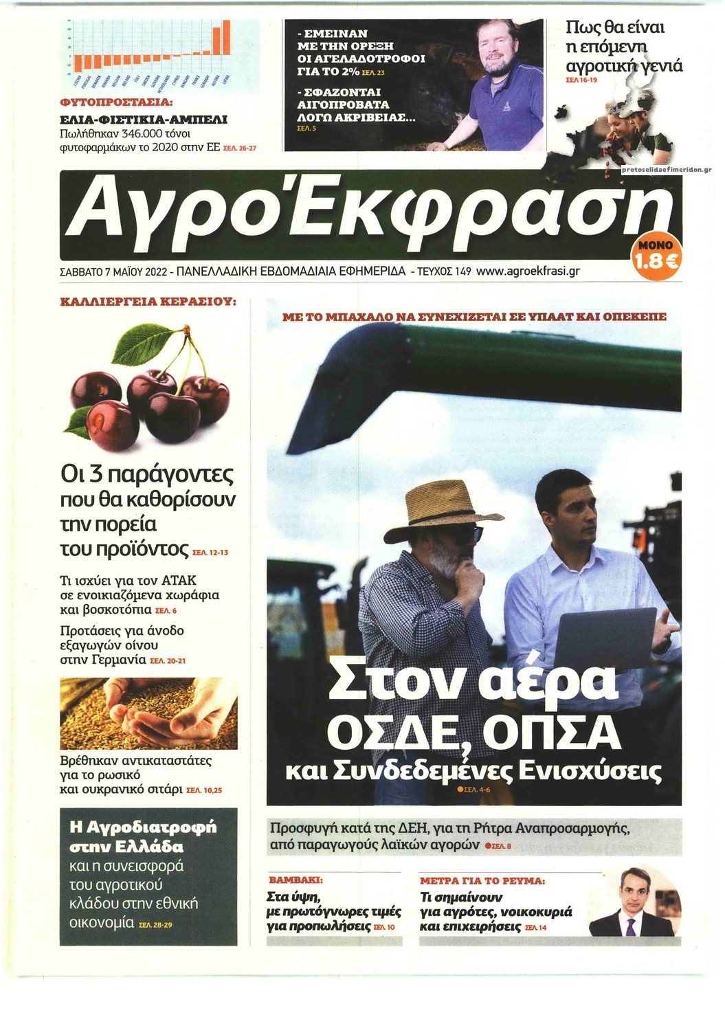 Πρωτοσέλιδο εφημερίδας ΑγροΈκφραση